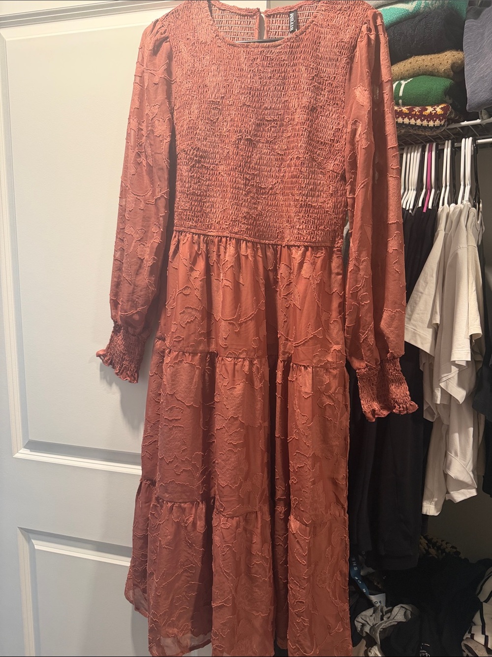 BTFBM Long Sleeve Smocking Maxi Dress NWT